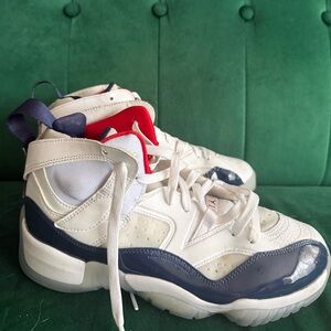 Jordan Kids Sneakers in White and Navy with Red Accents